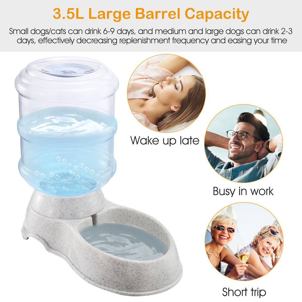 Gravity Pet Water Dispenser (3.5 L / 1 gal, Beige)