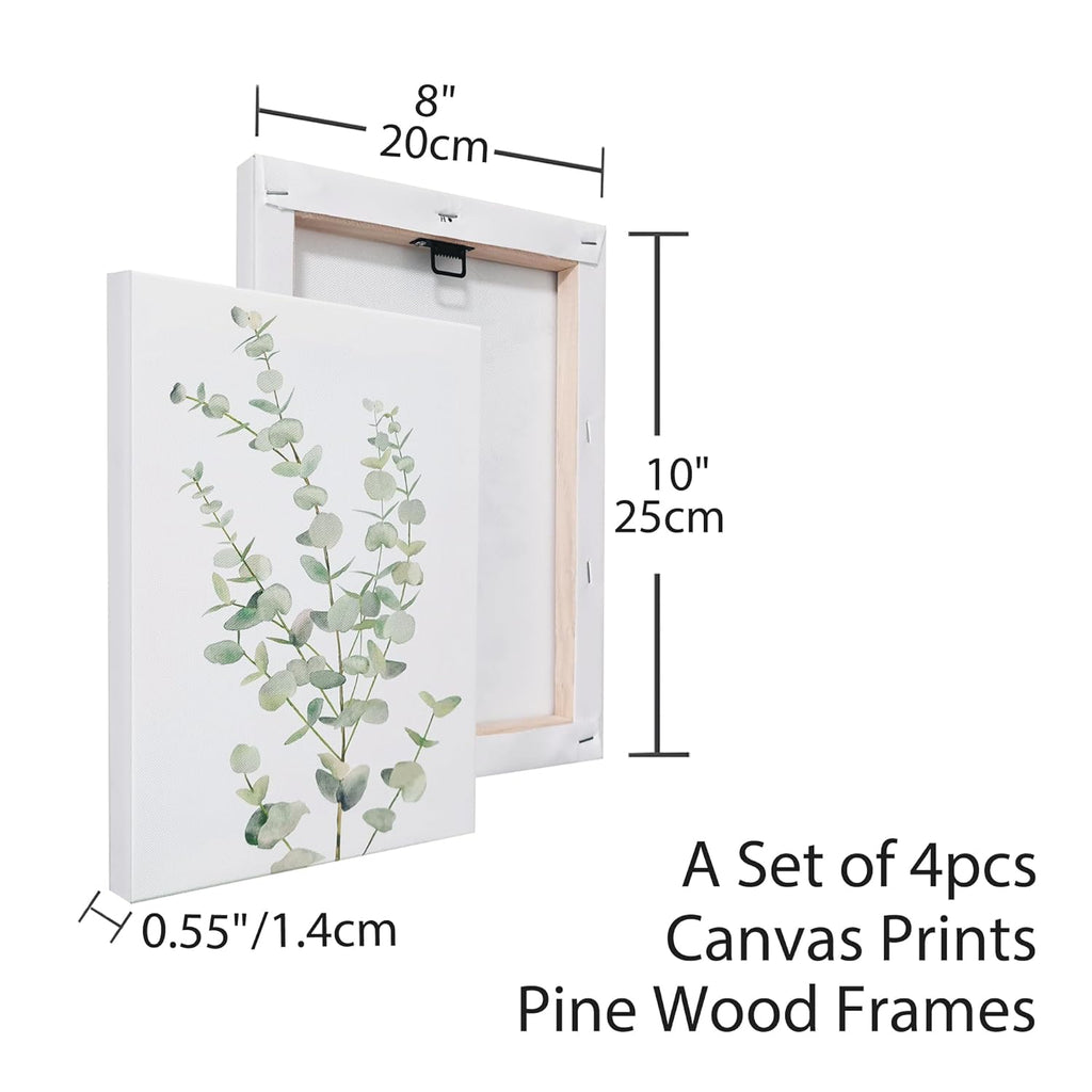 Botanical Canvas Wall Art, Set of 4 (8×10 in)