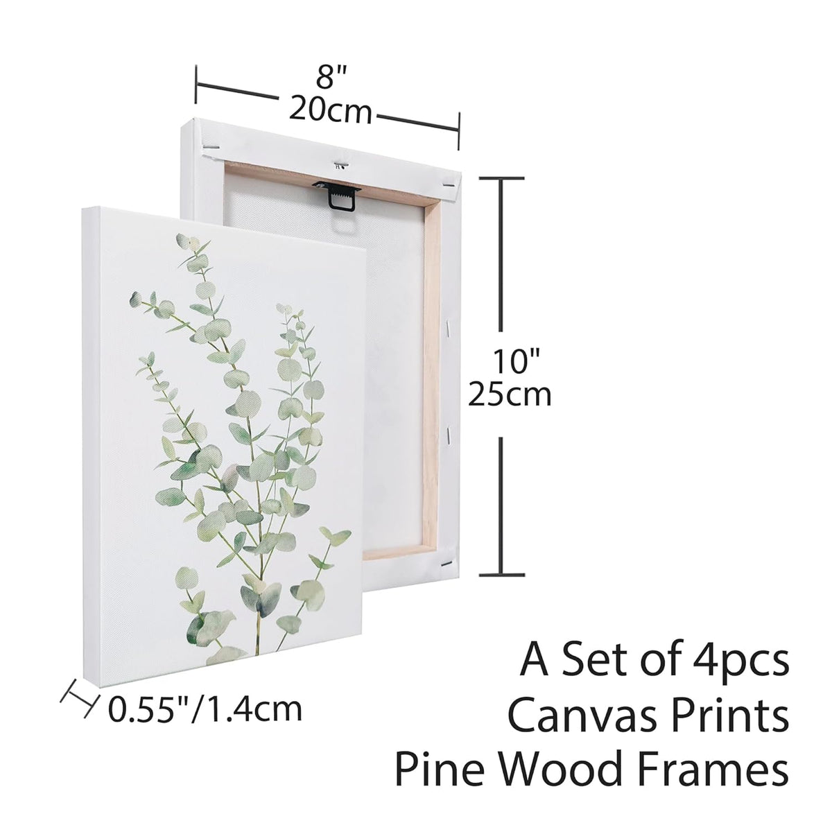 Botanical Canvas Wall Art, Set of 4 (8×10 in)