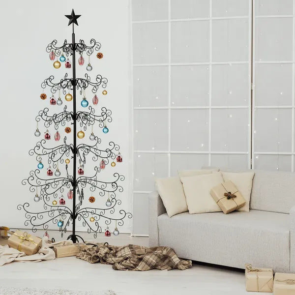 6 ft Black Metal Ornament Display Tree