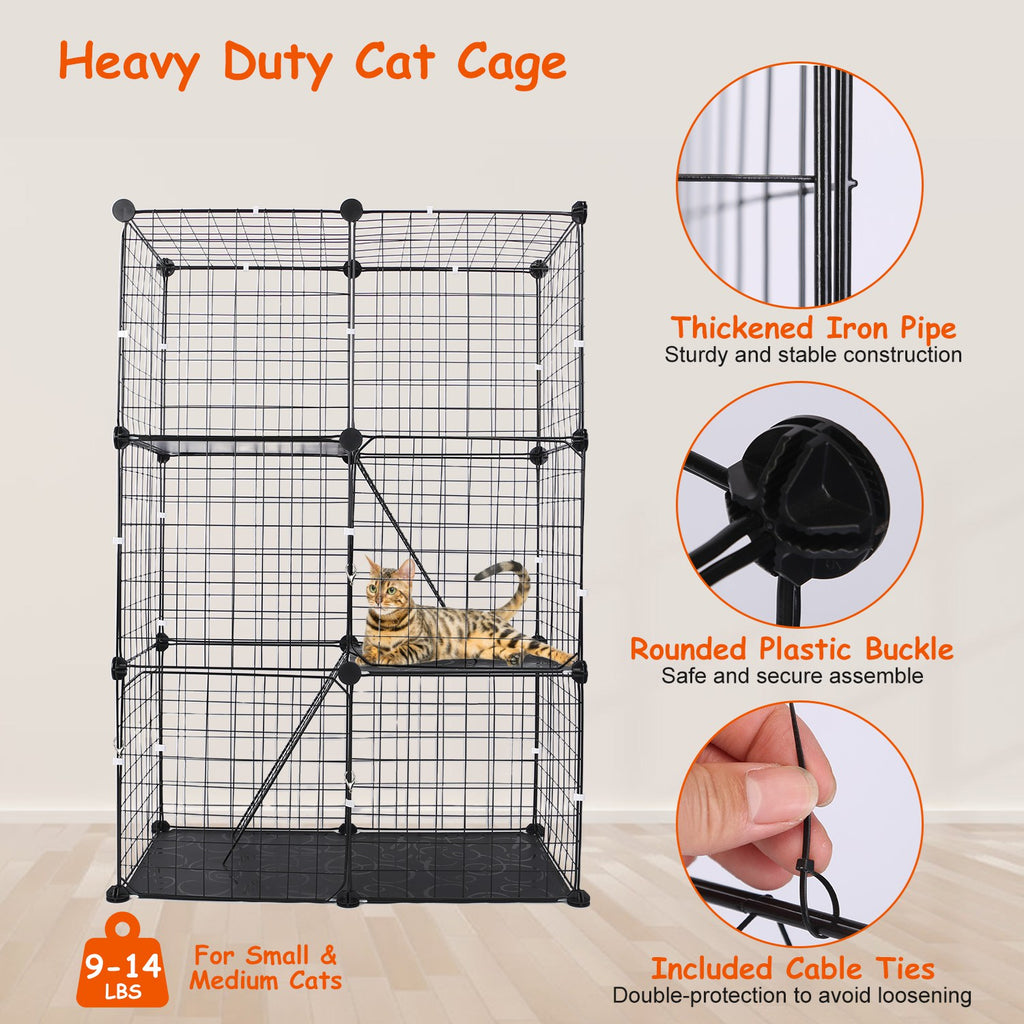 3-Tier Metal Cat Playpen with Ladders