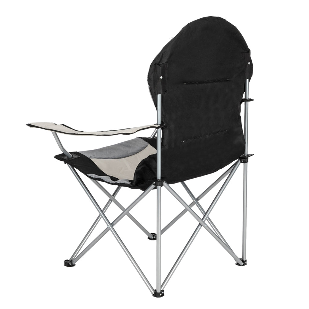 Folding Camping Chair, Iron Frame (Grey / Off-White)