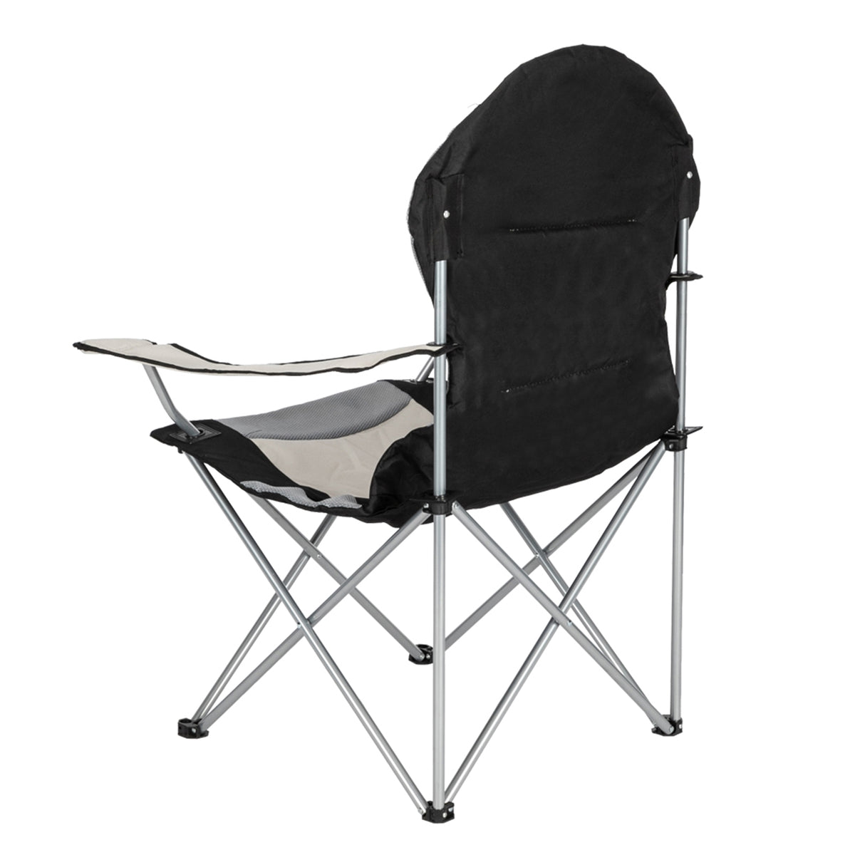 Folding Camping Chair, Iron Frame (Grey / Off-White)