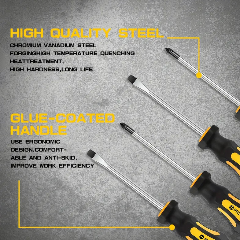 10-Piece Screwdriver Set (3–6 in)