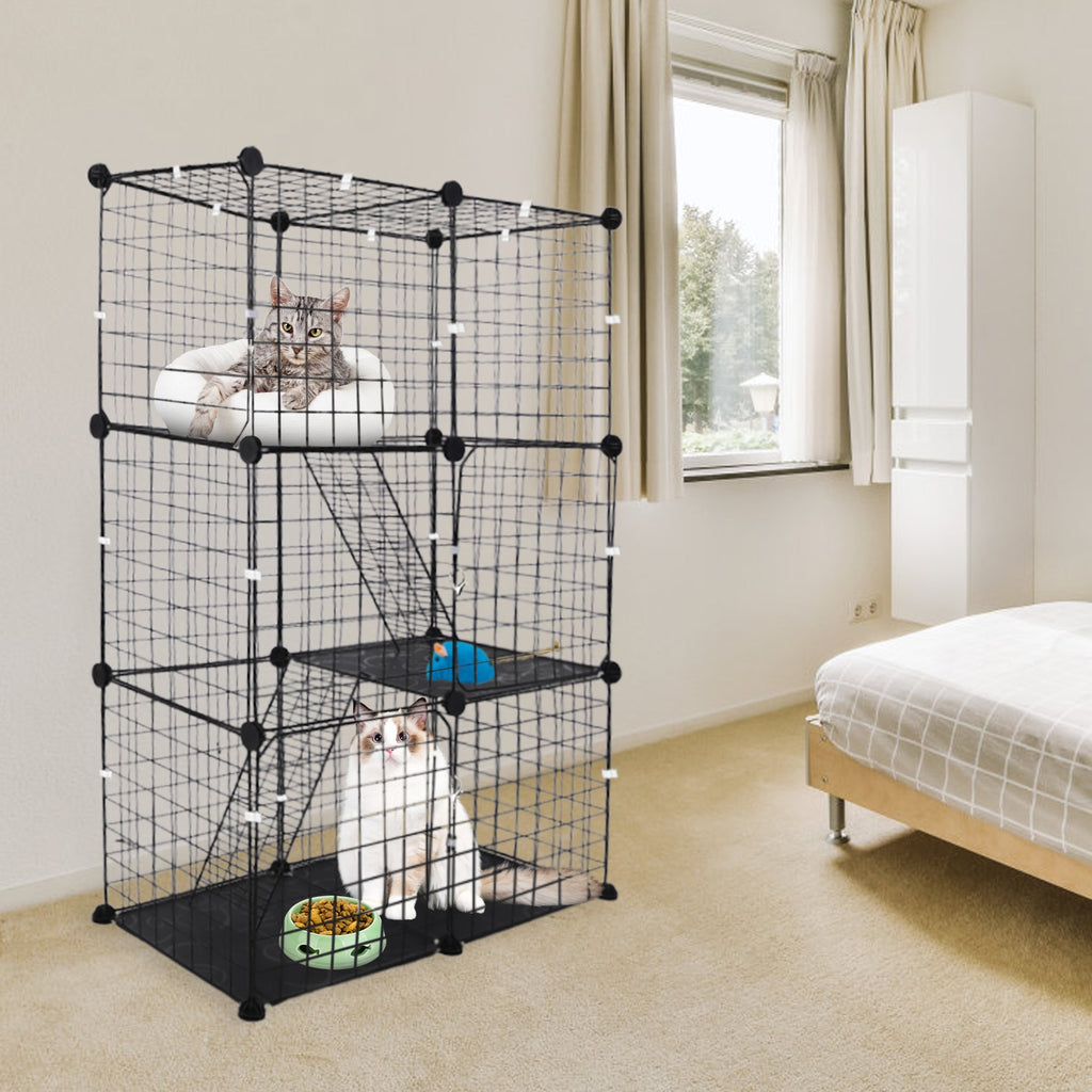 3-Tier Metal Cat Playpen with Ladders