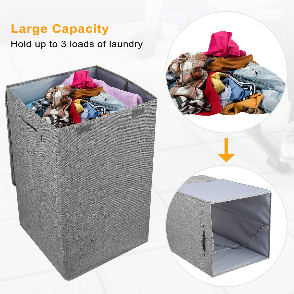 Foldable Laundry Hamper with Lid & Handles