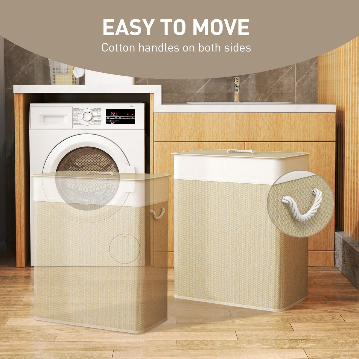 Double Bamboo Laundry Hamper with Lids (26.4 gal)