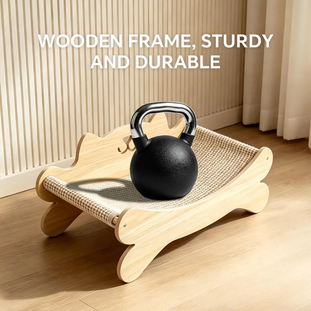 Cat Scratcher Bed with Hammock (Solid Wood Frame)