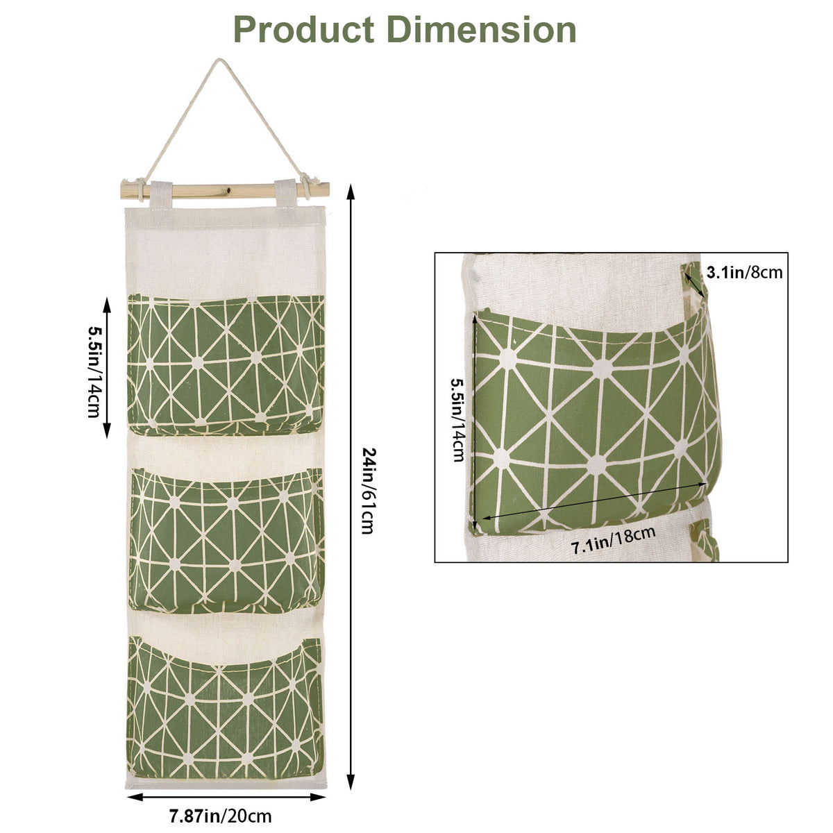 Over-the-Door Hanging Storage Organizer (3 Pockets)