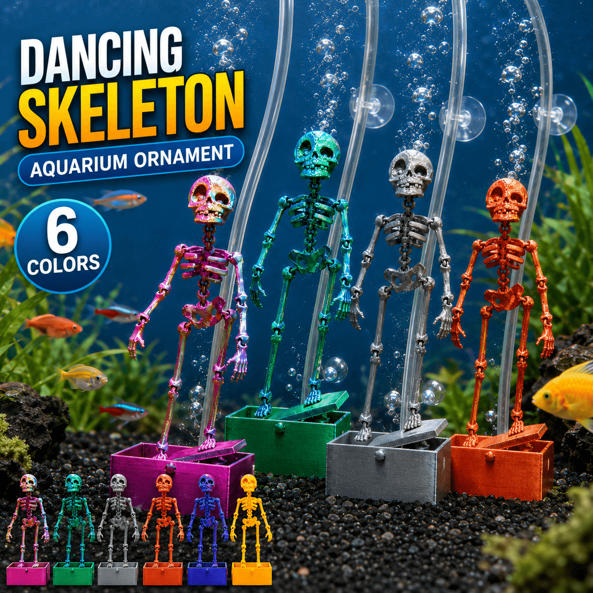 Dancing Skeleton Aquarium Ornament
