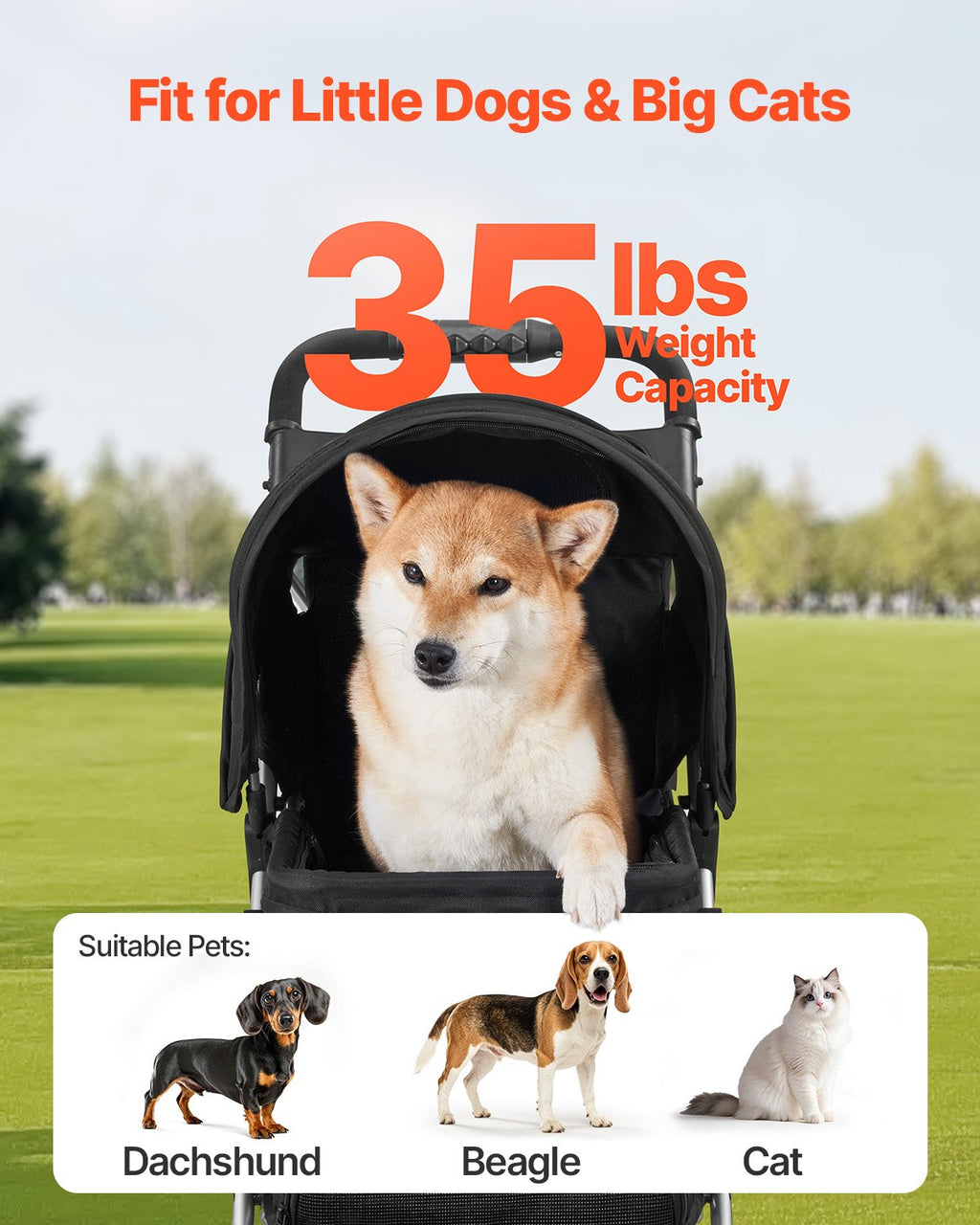 Foldable 3-Wheel Pet Stroller
