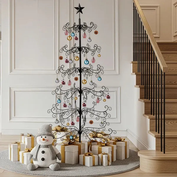 6 ft Black Metal Ornament Display Tree