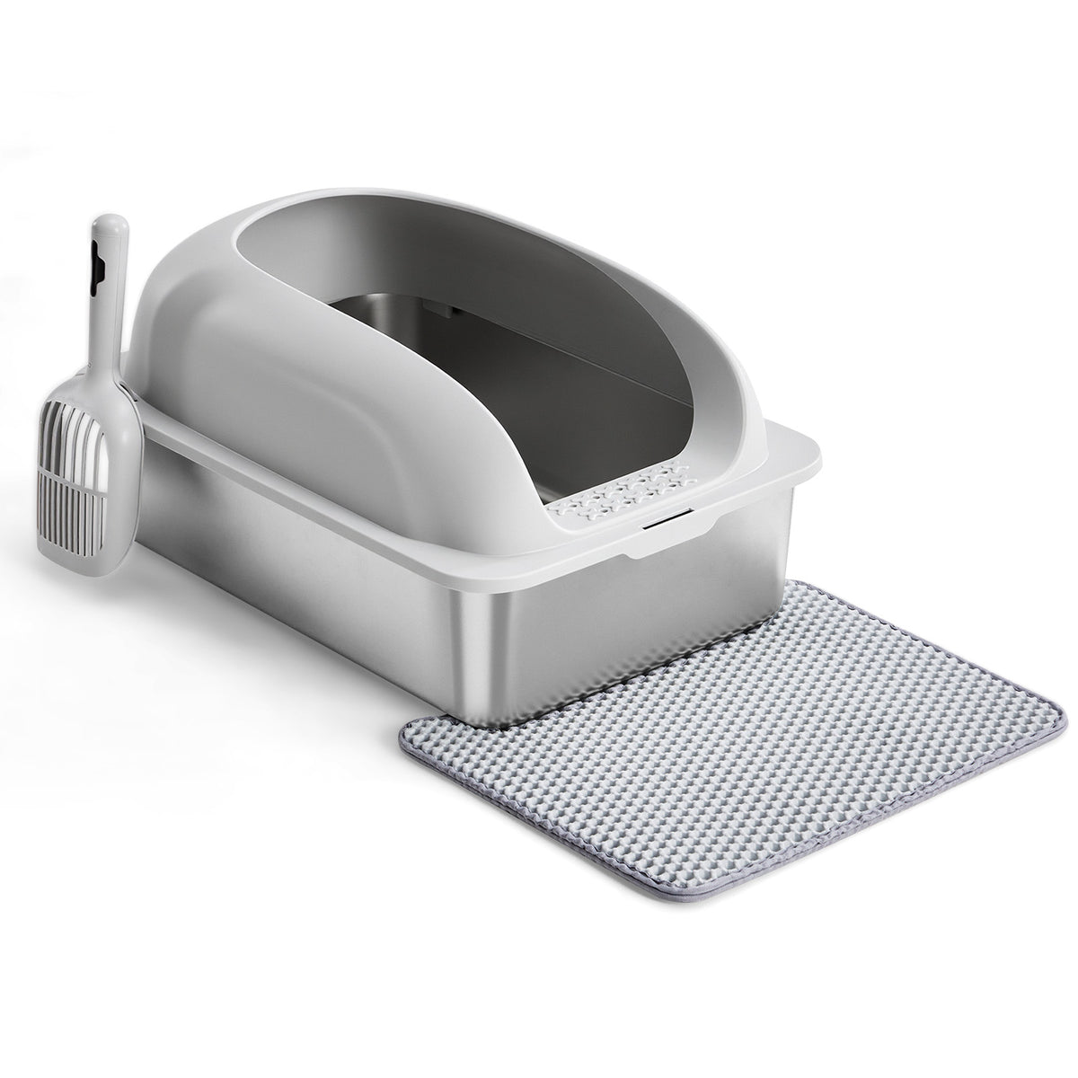Large Stainless Steel Cat Litter Box with Lid