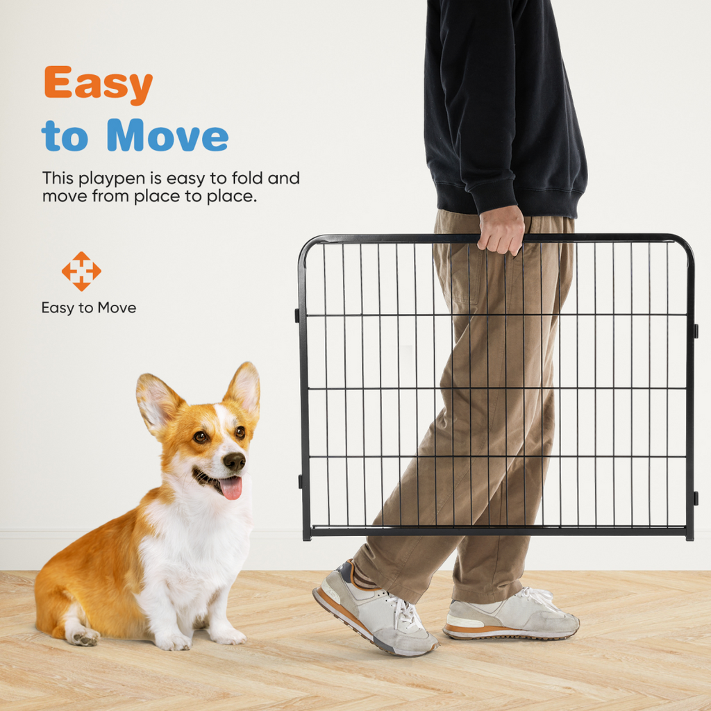 Metal Dog Playpen, 8 Panels with Door