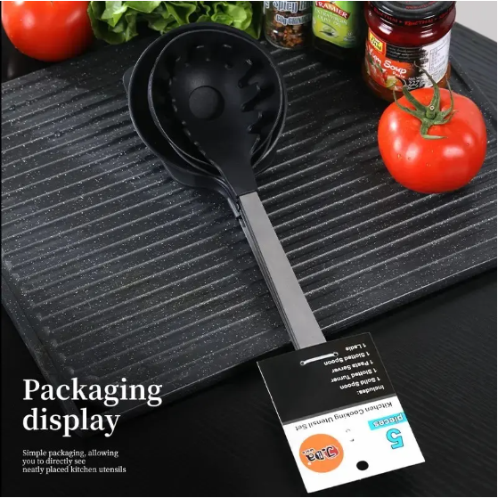 5-Piece Nylon Cooking Utensil Set with Steel Handles