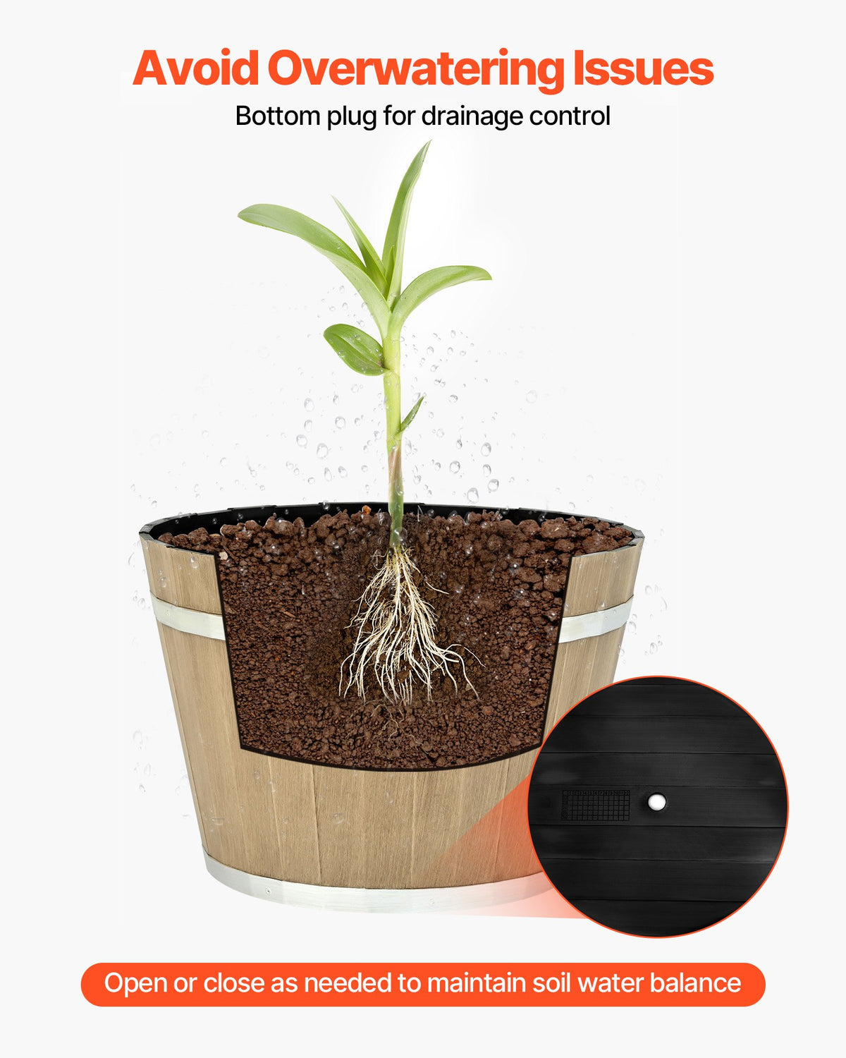 Whiskey Barrel-Style Planter (11.8 in)