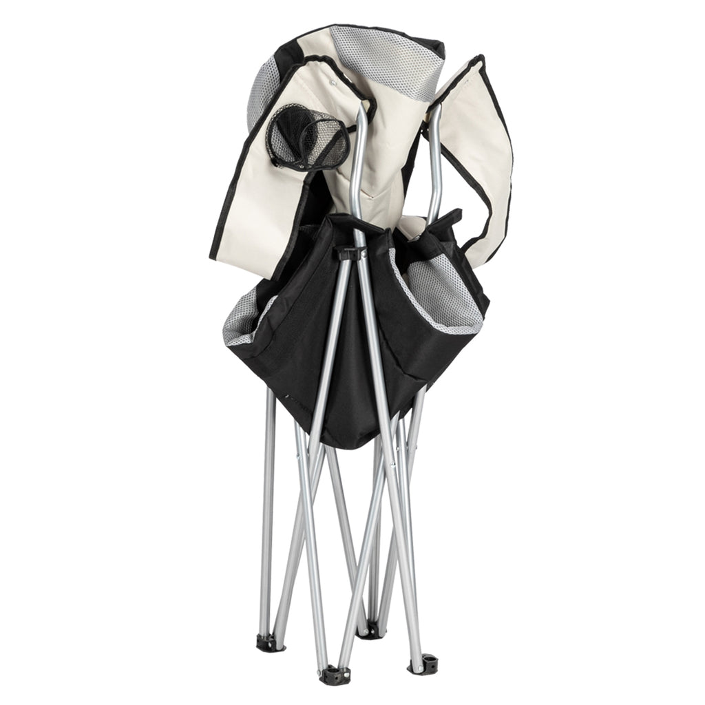 Folding Camping Chair, Iron Frame (Grey / Off-White)