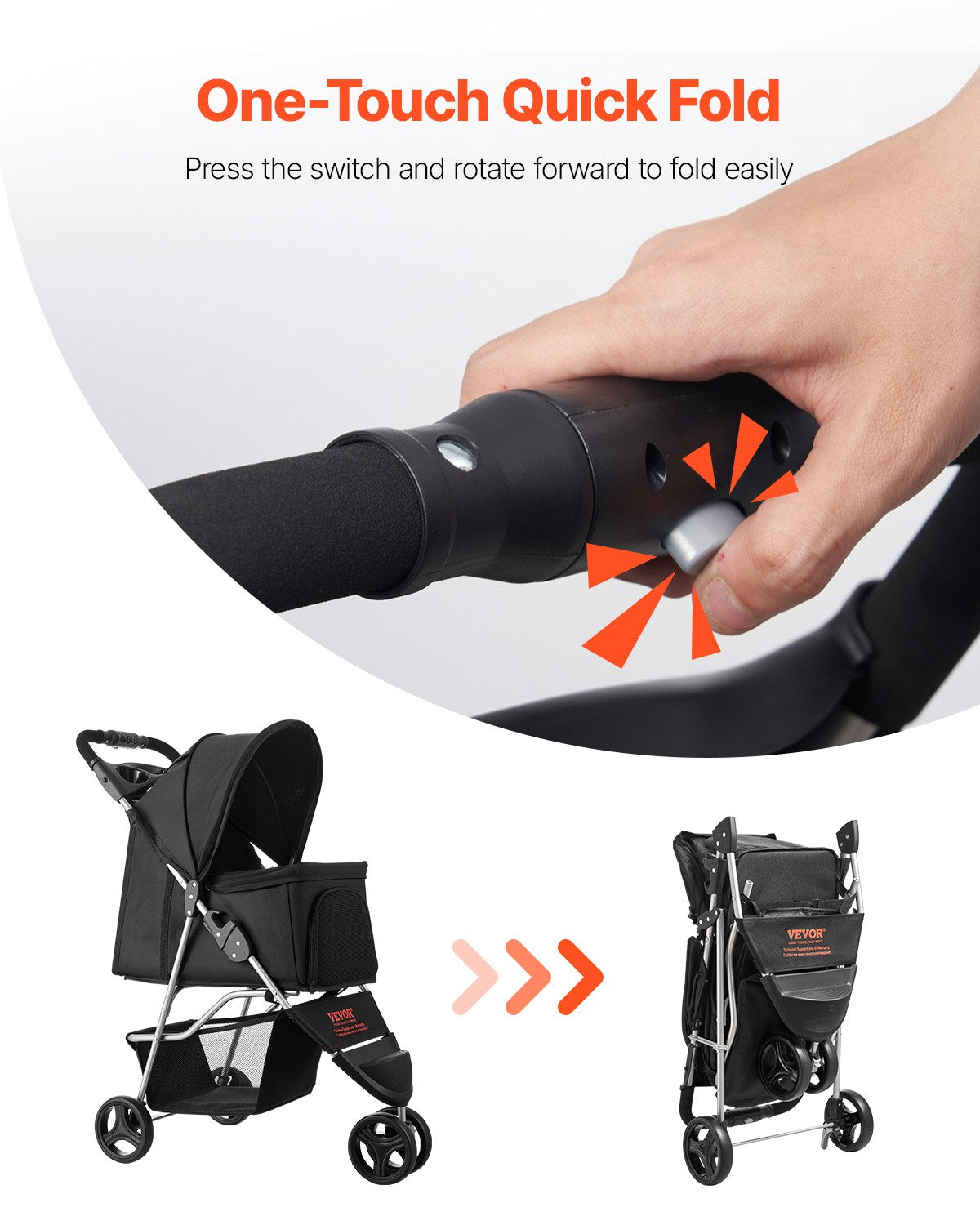 Foldable 3-Wheel Pet Stroller