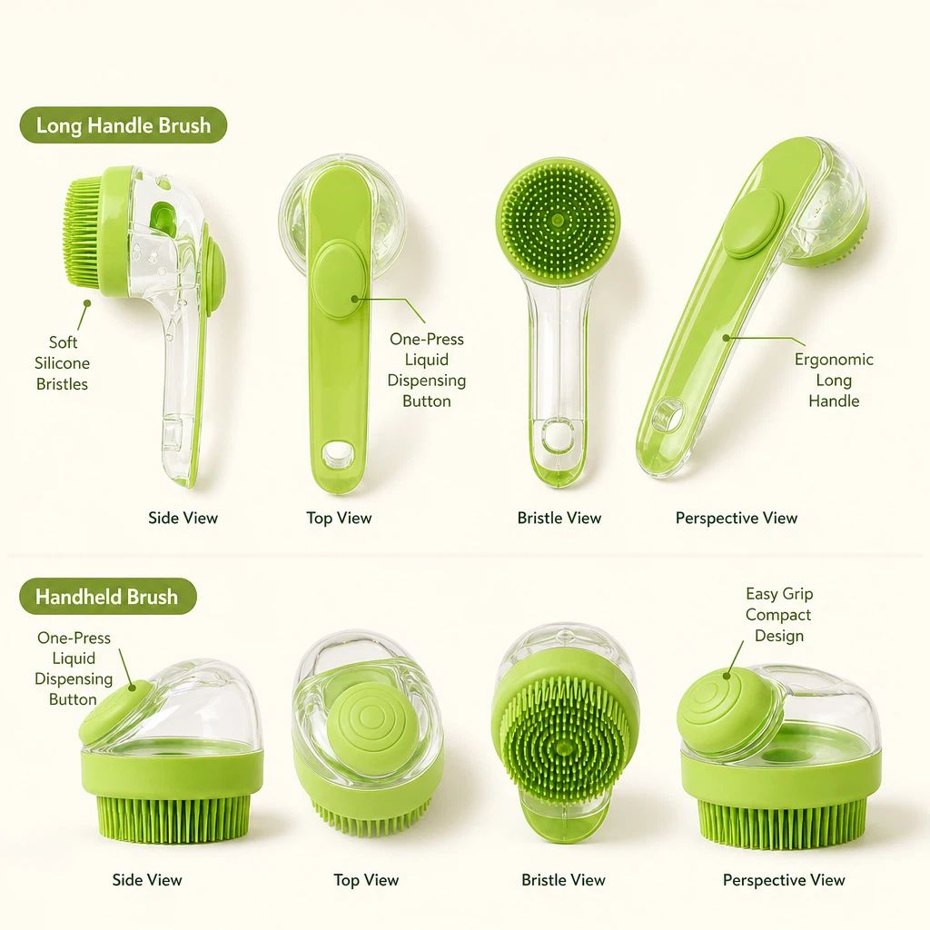 Pet Shampoo Dispensing Bath Brushes (2-Pack)