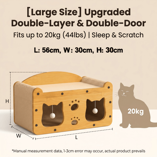 2-Tier Cat Scratcher House with Bed