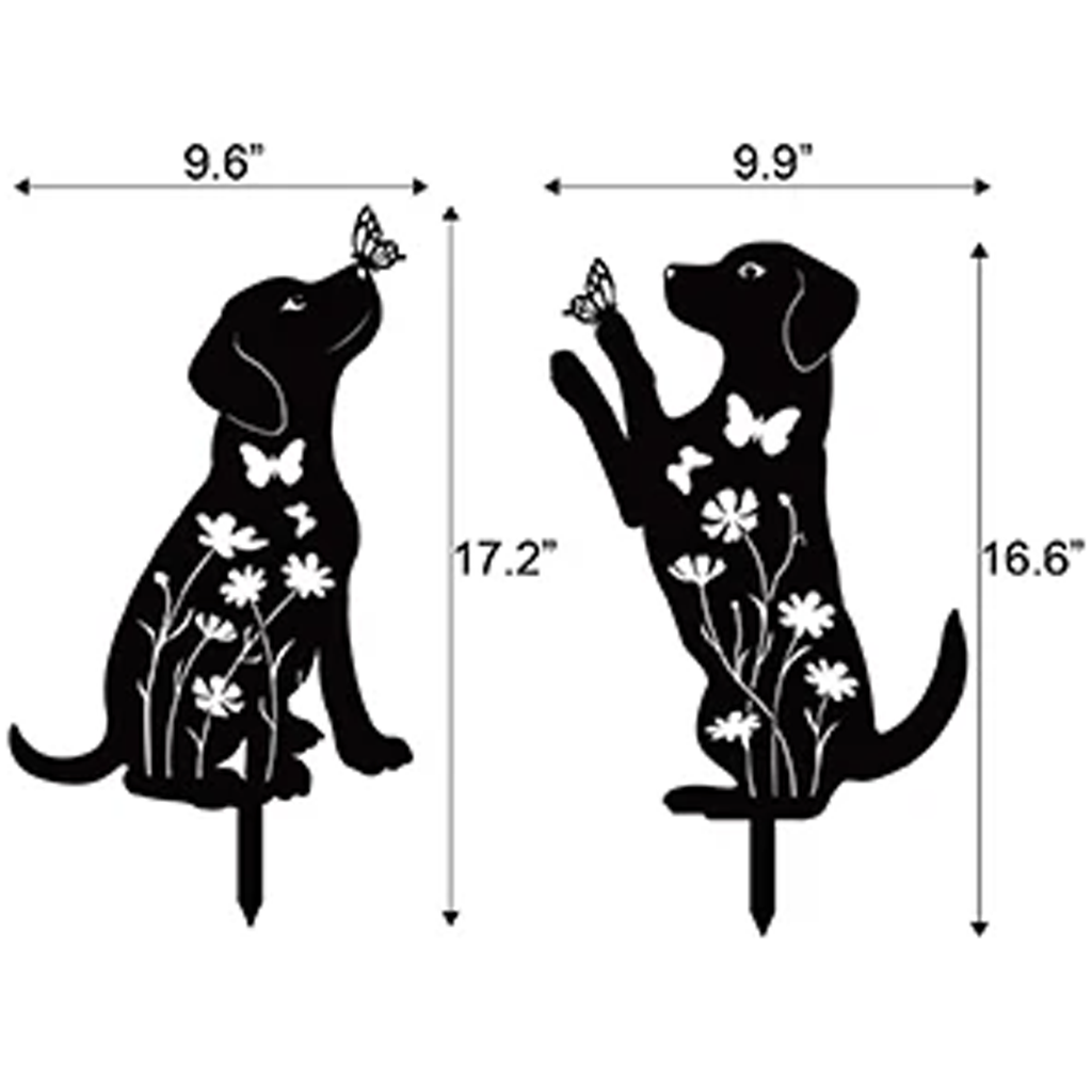 Metal Dog Silhouette Garden Stakes (Set of 2)