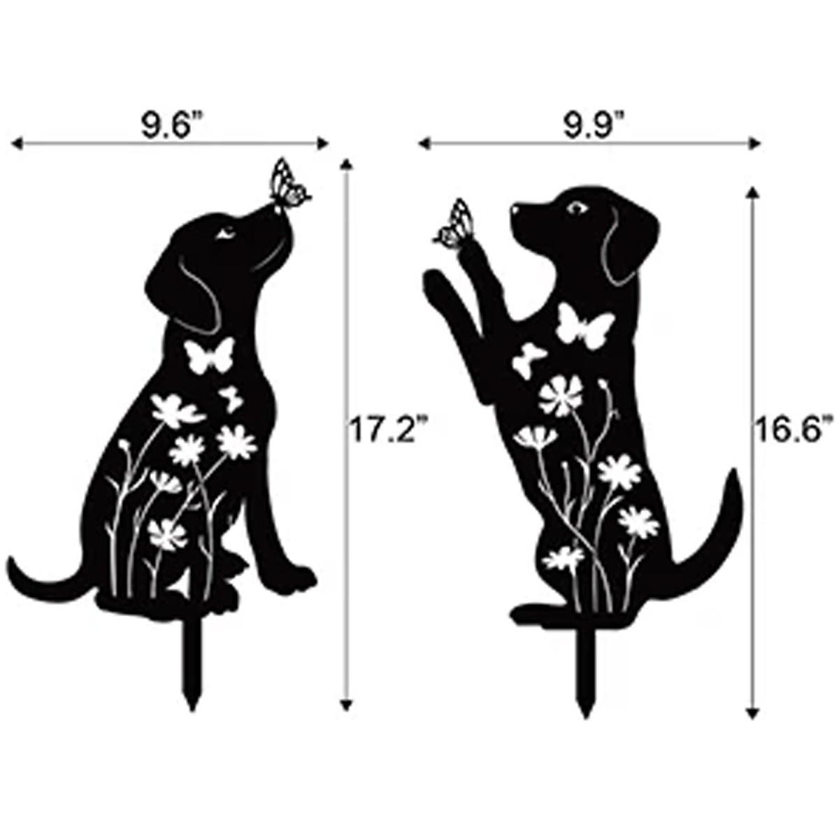 Metal Dog Silhouette Garden Stakes (Set of 2)