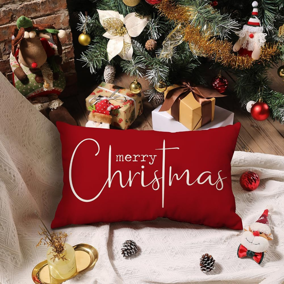 Merry Christmas Throw Pillow Covers (12 × 20 in)