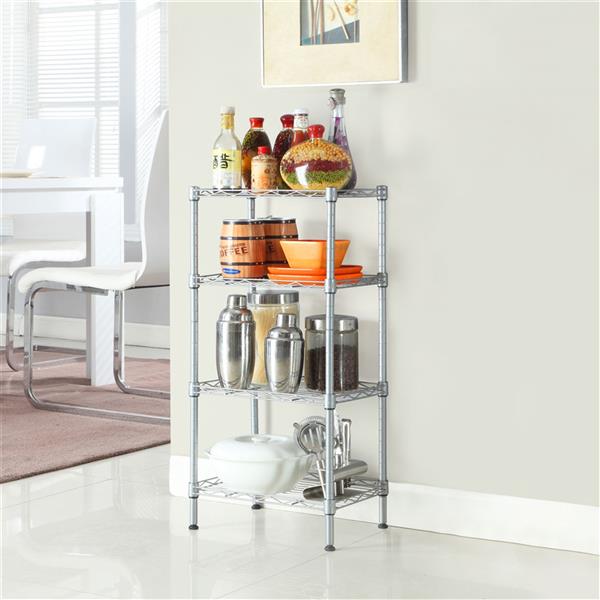 4-Shelf Metal Storage Rack (Silver Gray)