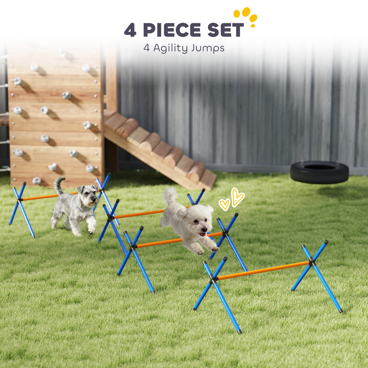4-Piece Dog Agility Hurdle Set (Adjustable)