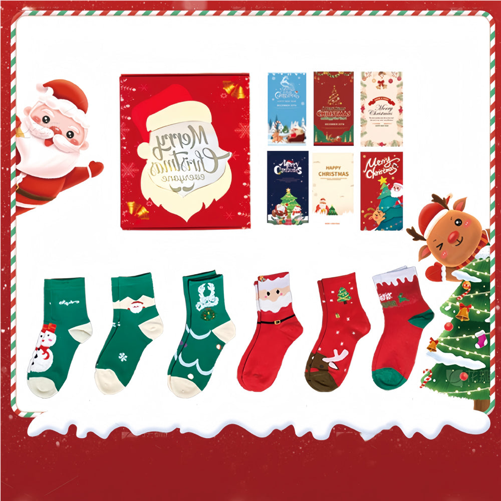 Christmas Stockings Gift Set: 6 Stockings, 6 Cards & Gift Box