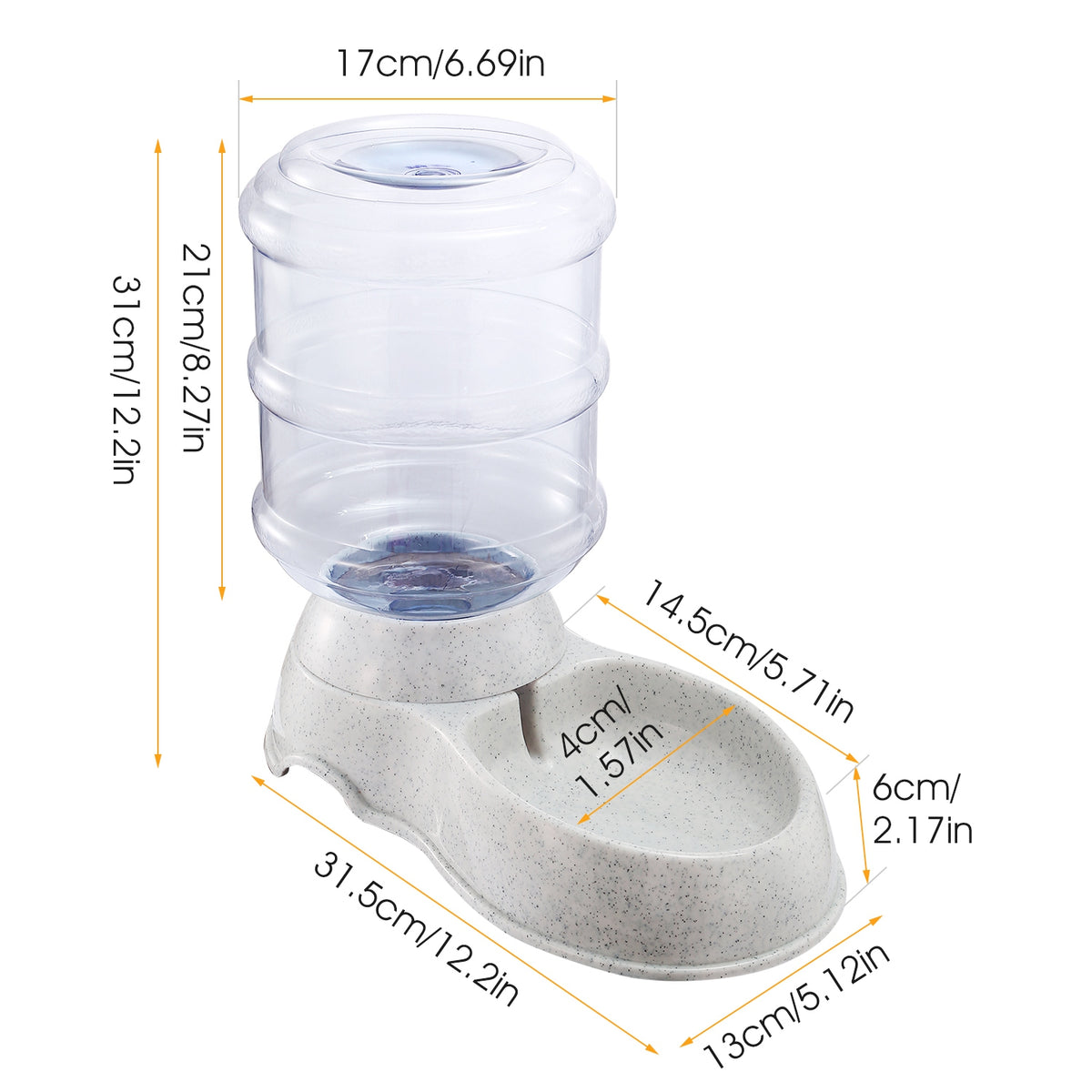 Gravity Pet Water Dispenser (3.5 L / 1 gal, Beige)