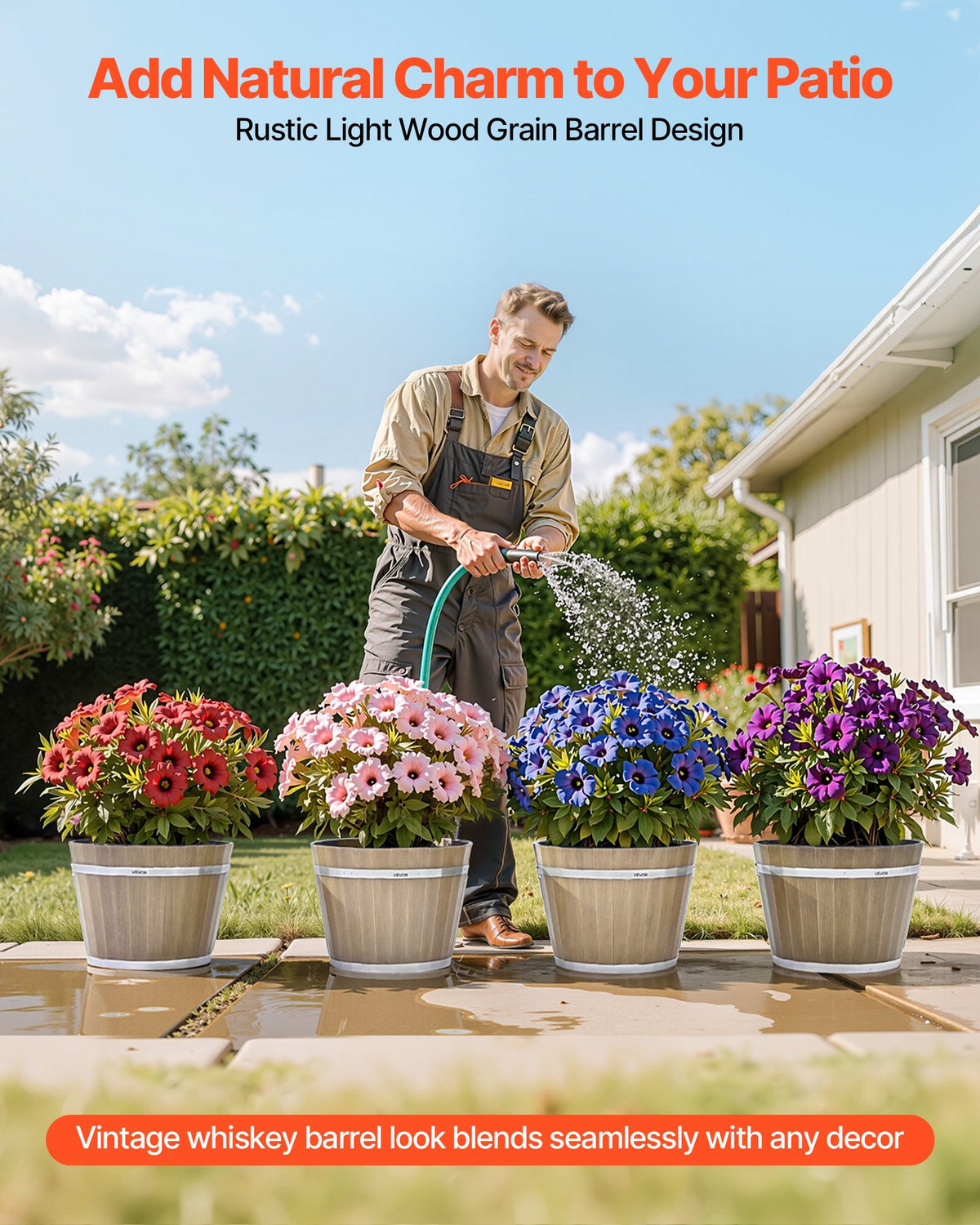 Whiskey Barrel-Style Planter (11.8 in)