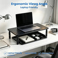 3-Level Adjustable Monitor Stand (Metal Mesh, Black)