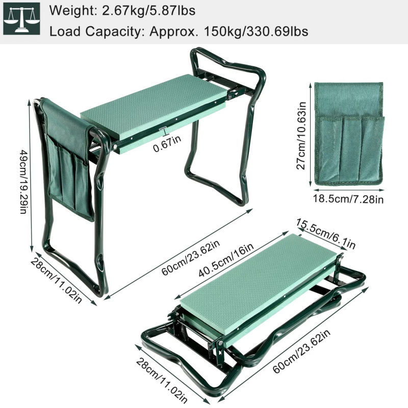Foldable Garden Kneeler & Seat with Tool Pouch