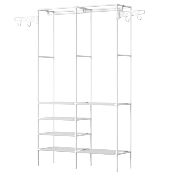Freestanding Fabric Wardrobe with 4 Shelves & Hanging Rail