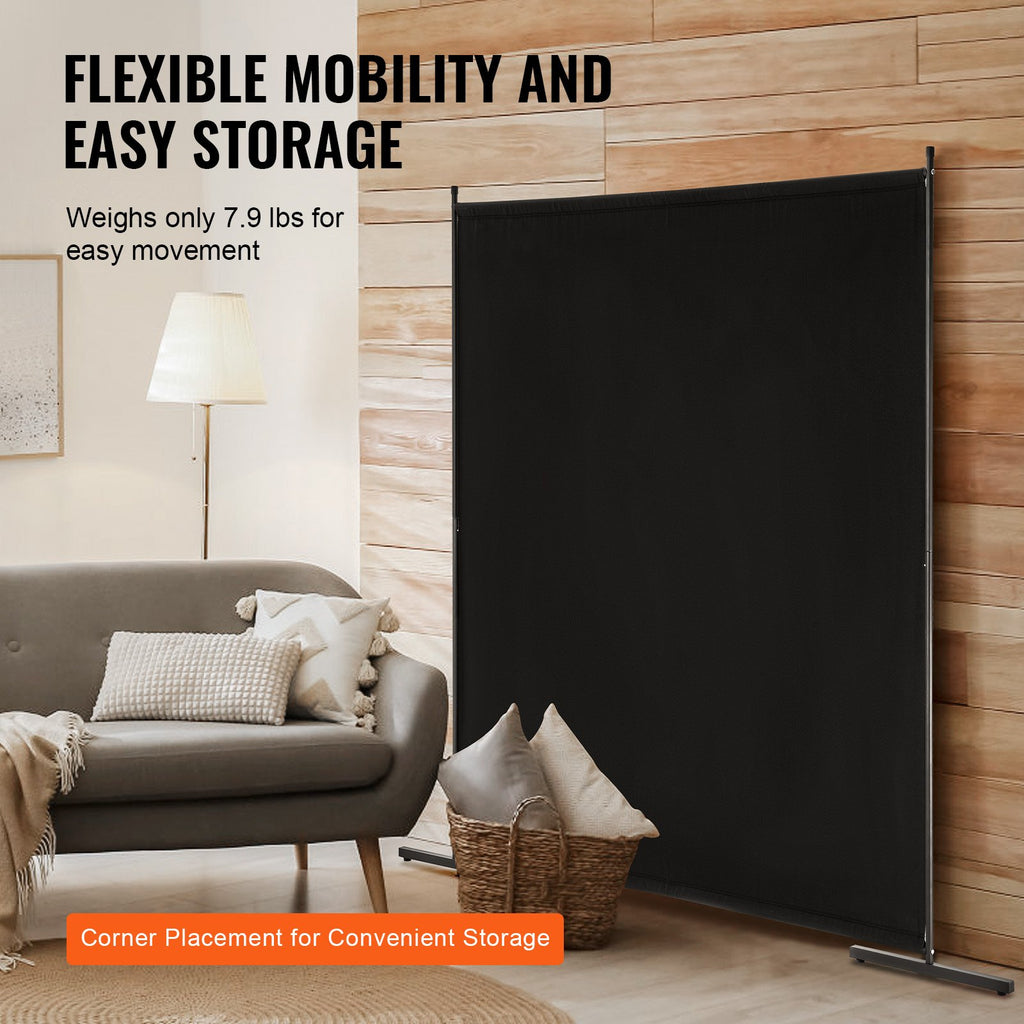 Single-Panel Room Divider (6 ft, Black)