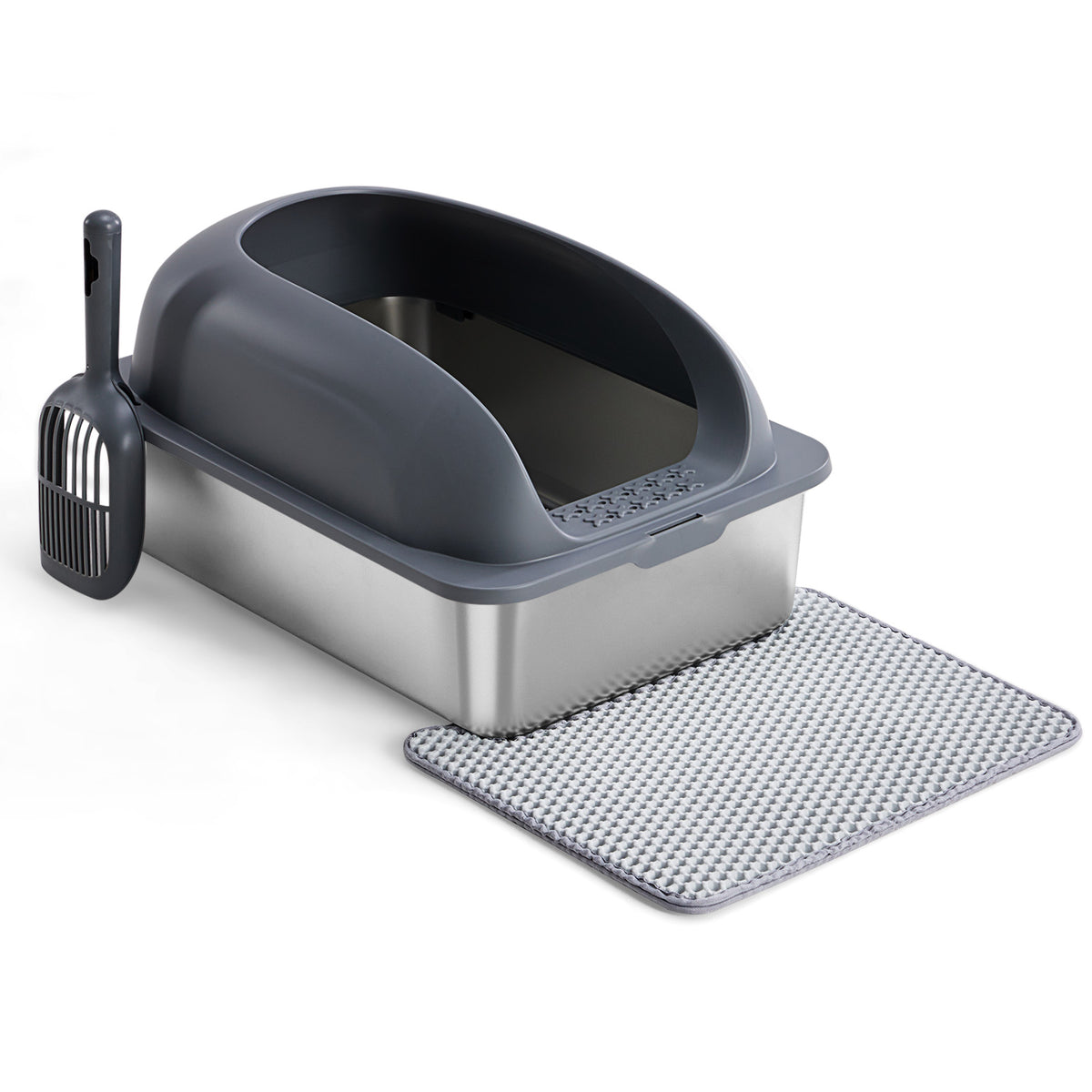 Large Stainless Steel Cat Litter Box with Lid