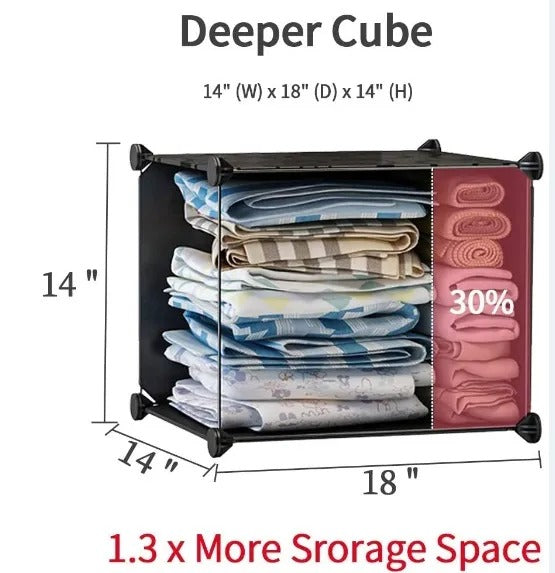 8-Cube Stackable Closet Organizer with Hanging Rod