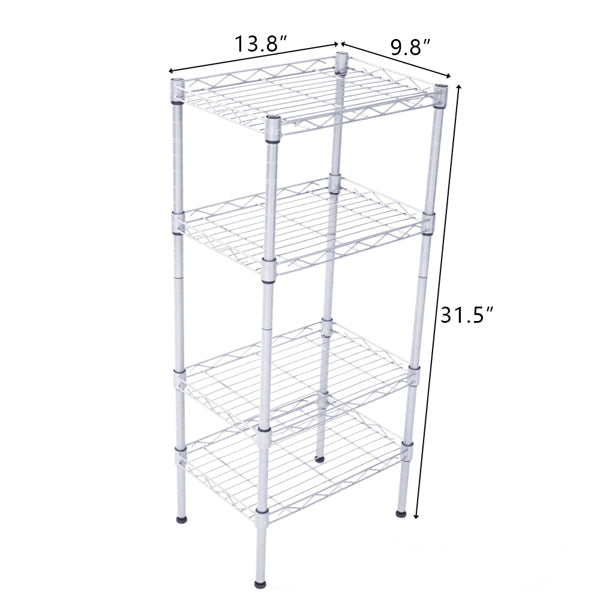 4-Shelf Metal Storage Rack (Silver Gray)