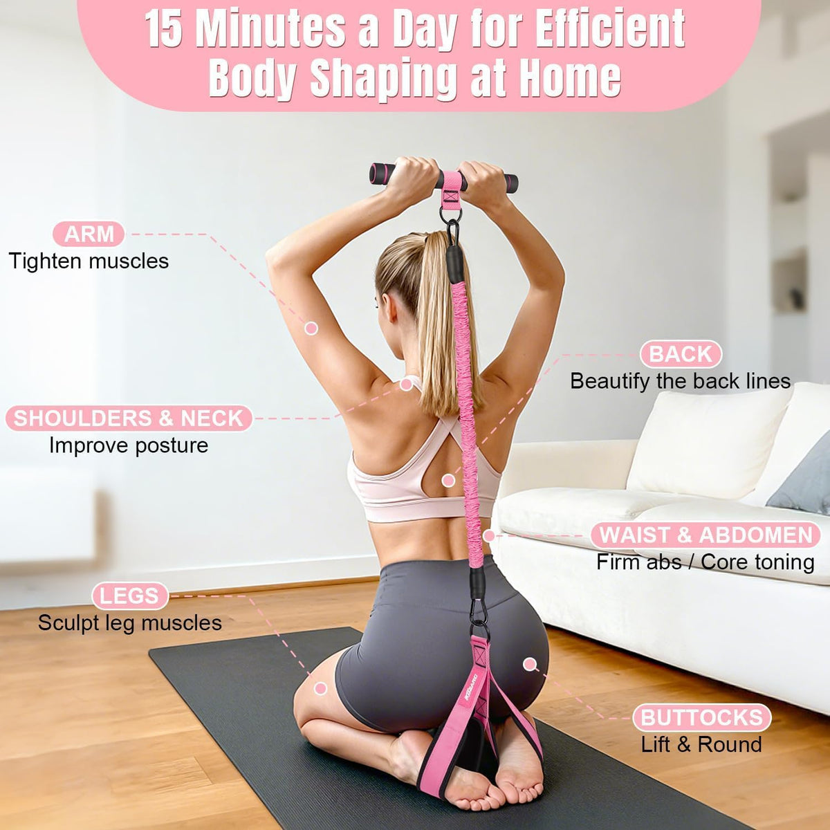 3-Tube Sit-Up Resistance Band Trainer