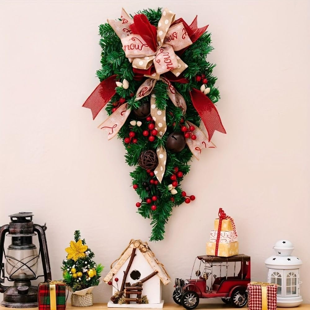 Christmas Candy Cane Teardrop Wreath (23.6 in)