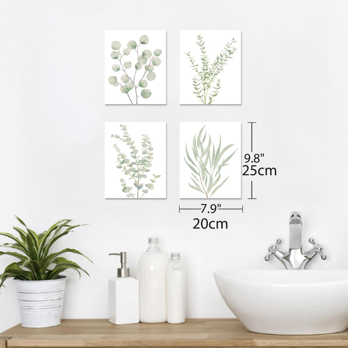 Botanical Canvas Wall Art, Set of 4 (8×10 in)
