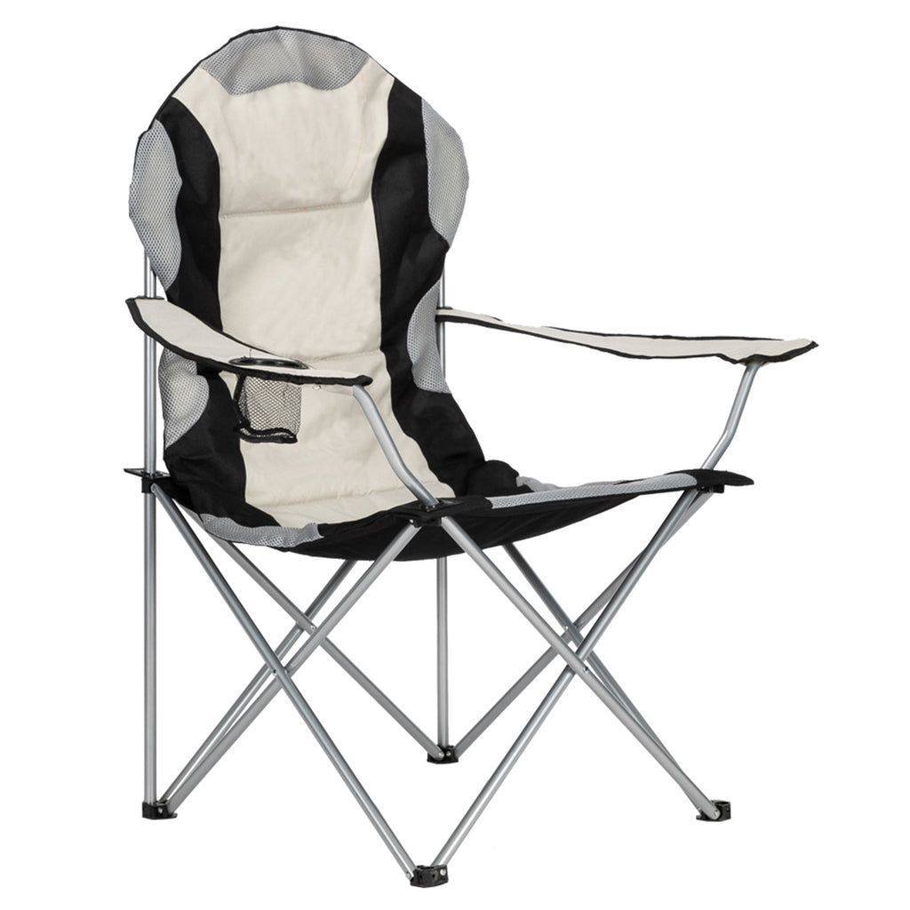Folding Camping Chair, Iron Frame (Grey / Off-White)