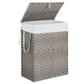 Woven Laundry Basket with Lid, 90 L (Gray)