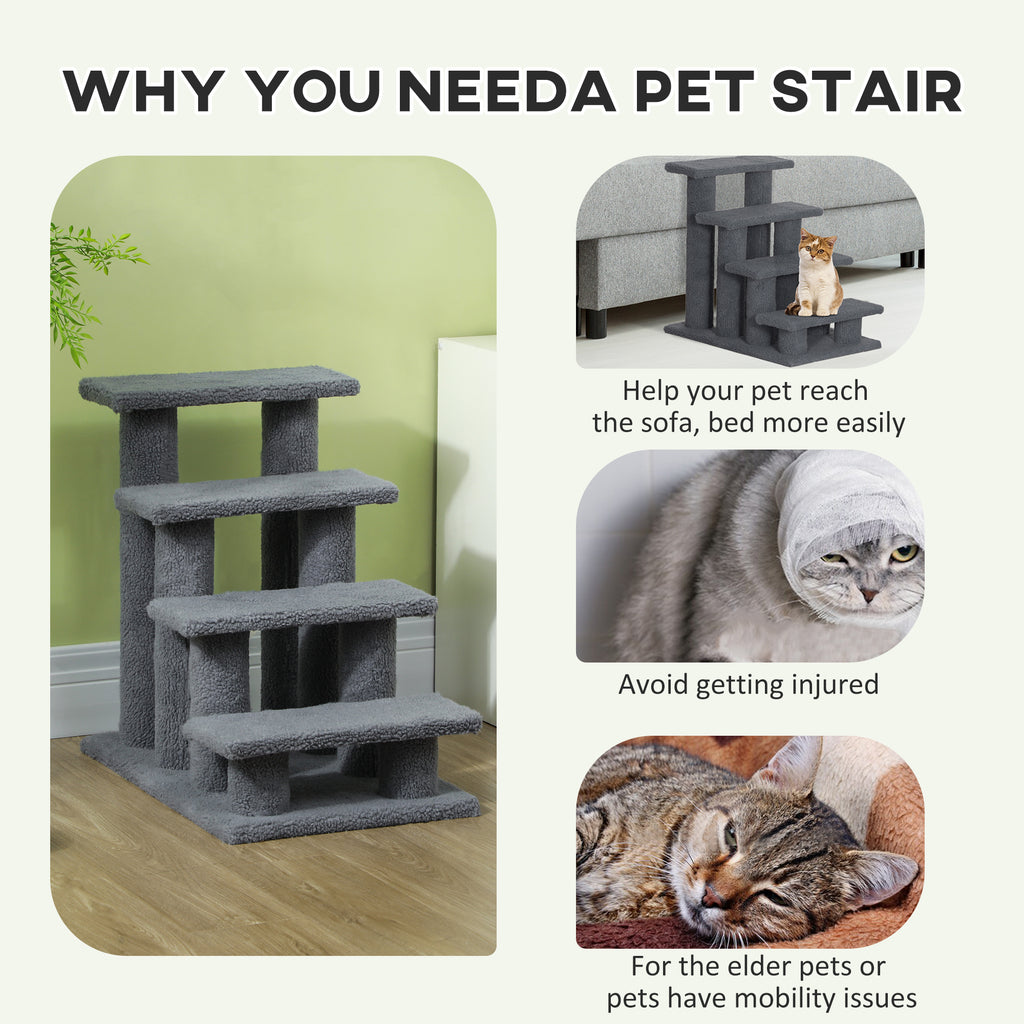 4-Step Carpeted Pet Stairs with Scratching Post (25 in)