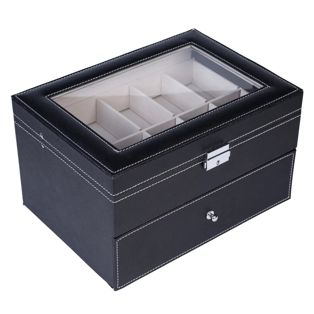 20-Slot Lockable Watch Collection Case - Two Layers
