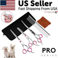 Pet Grooming Scissors Kit (Straight, Curved, Thinning + Comb)