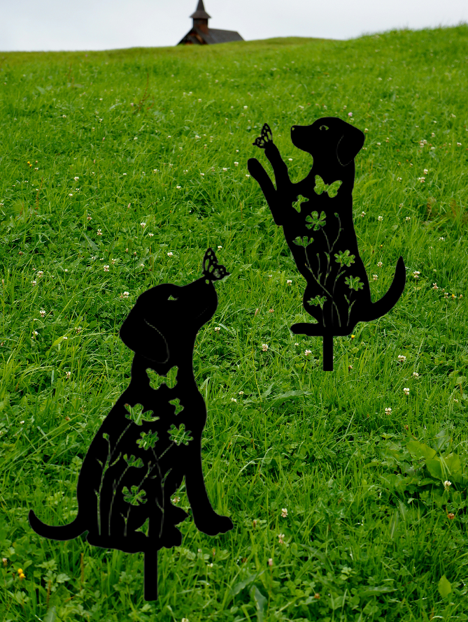 Metal Dog Silhouette Garden Stakes (Set of 2)