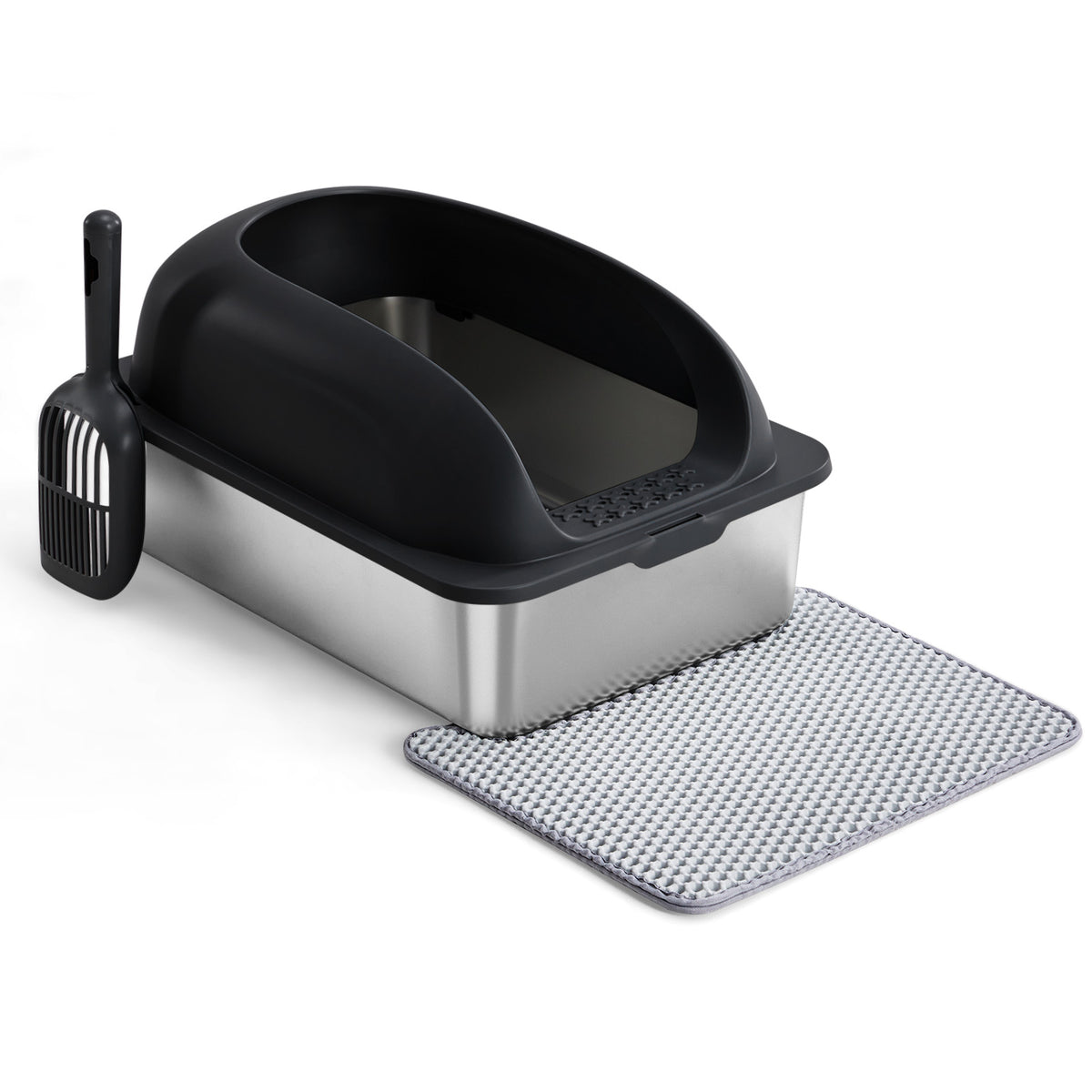 Large Stainless Steel Cat Litter Box with Lid