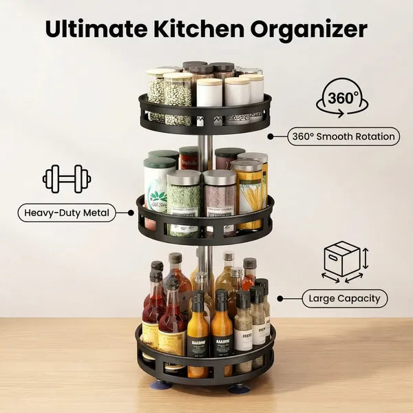 3-Tier Rotating Spice Rack (Carbon Steel)